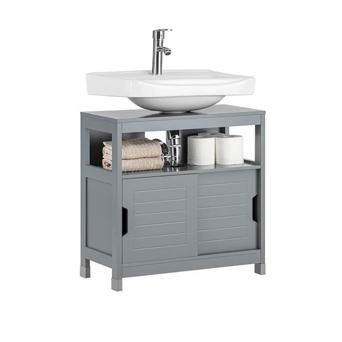 sobuy frg128-sg meuble sous-lavabo meuble de salle de bain vasque - 1 étage et 2 portes coulissantes -gris