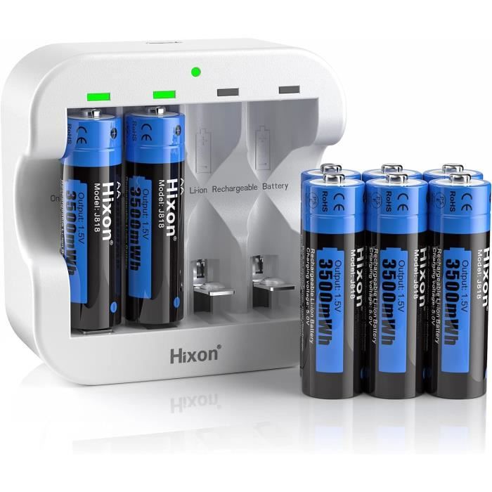 100% PeakPower - Chargeur 8 Piles Rechargeables AA et AAA avec 4 Piles AA  et 4 Piles AAA Minh Rechargeables, 100%PEAKPOWER