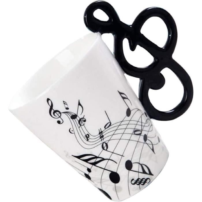 Tasse Expresso Céramique Notes De Musique - 200ml Avec Soucoupe Et