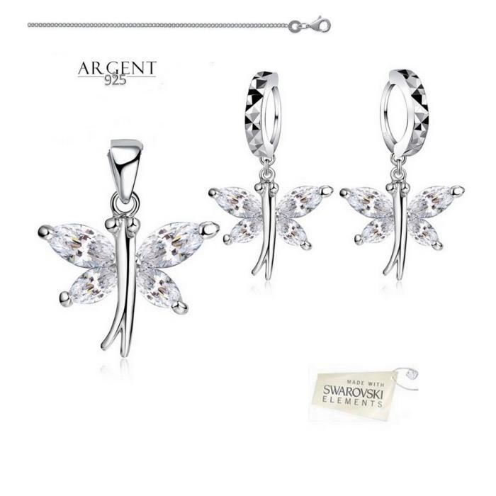 Parure De Bijoux En Argent 925 Dans Sa Boîte - Motif Fleurs Rose, Parfaite Pour Un Cadeau