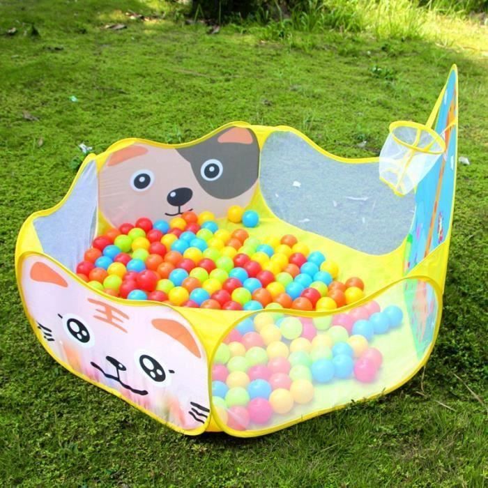 Tente de Jeu Intérieure Pop-Up pour Enfants, Maisonnette Portable Amusante, Fosse à Balles, Piscine, Parc avec Panier de Basketball - Balles Non