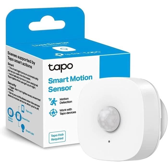 Tapo Détecteur de mouvement intelligent Tapo T100, capteur de mouvement , détection longue portée (120°, 7 m), Tapo Hub requis