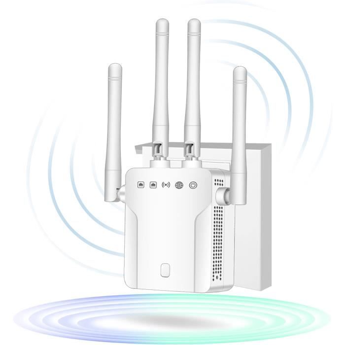 Amplificateur WiFi Puissant 2025 : Répéteur Et Point D'Accès 300 Mbps, Couverture 4000 Sq.ft Pour 50+ Appareils, Ethernet, Config 1 Touche, Compatible Alexa - Blanc Prise EU