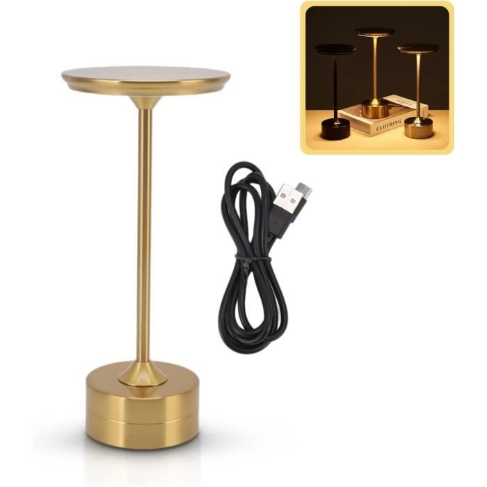 Lampe De Table Moderne LED Rechargeable Sans Fil Avec Capteur Tactile, Coque En Aluminium, Batterie Certifiée 4000 MAh, 3 Niveaux De Luminosité, Port