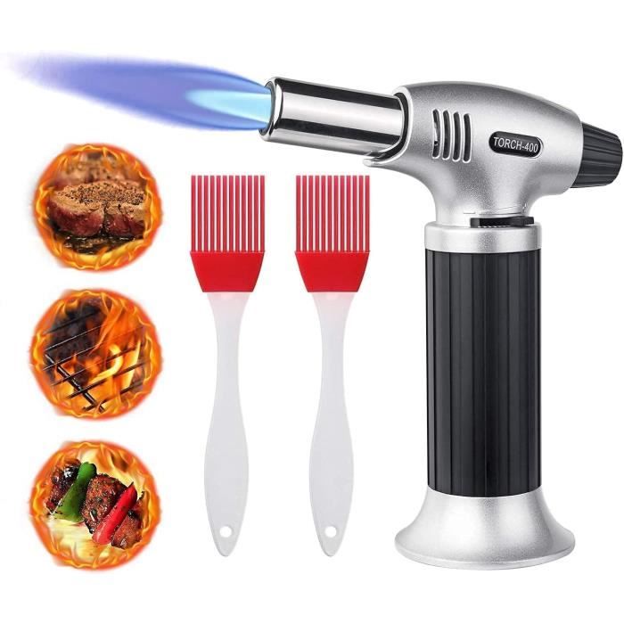Lot 3 Chalumeaux Cuisine Rechargeables Avec Serrure Sécurité – Brûleur Butane 1300°C Pour Crème Brûlée, Grill & Soudure