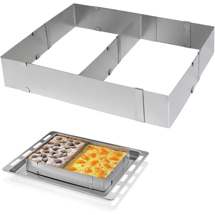 Cadre Pâtisserie Rectangulaire Extensible NETONDA – Réglable 18-32 X 28-53 Cm – Inox, Avec Séparateur Et 2 Spatules – Pour Génoise, Mousse, Tiramisu - 9