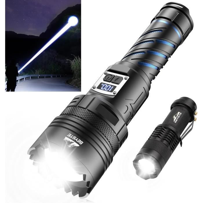 Lampe Torche LED Ultra Puissante BEYSTE 500 000 Lumens, Rechargeable, étanche IPX6