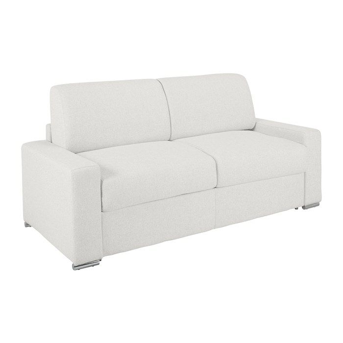 Canapé 2 places convertible express en simili blanc - Couchage lattes larges 120 cm - Matelas 18 cm CALITO
