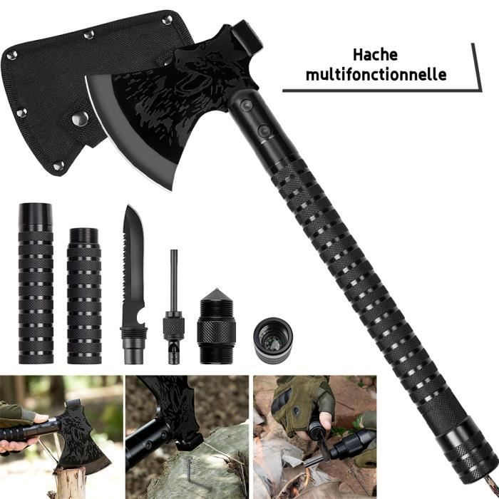 Pelle De Survie Pliante Multifonction (type Hache) – Acier Inox – Noir – Neuf