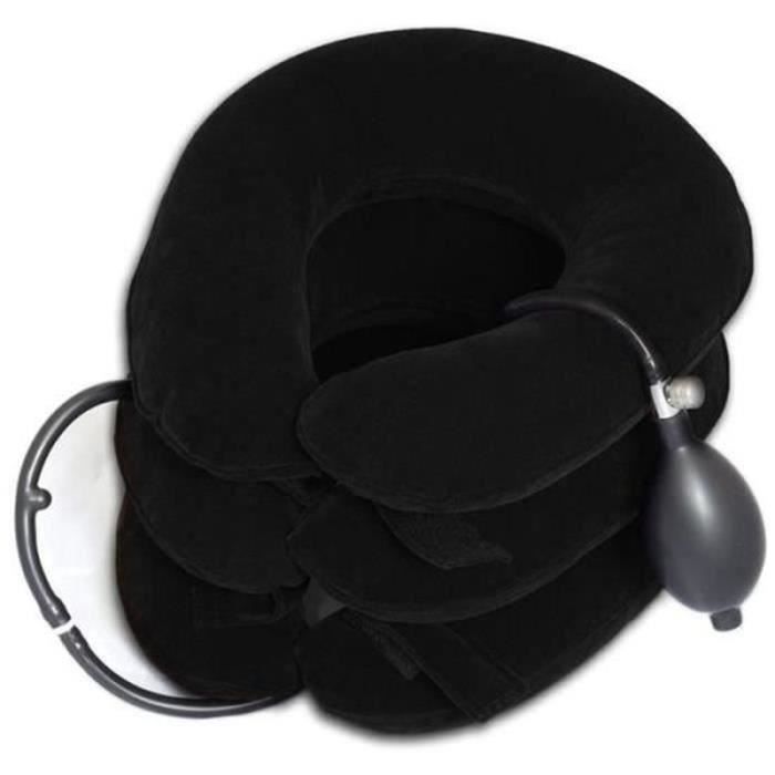 Appareil De Traction Cervicale Gonflable – Soulagement Douleur Cou, Nuque – 3D, Portable Avec Pompe à Air – Noir - 7