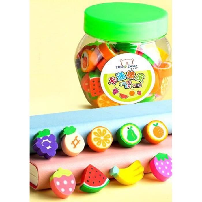 Lot De 6 Gommes Mignonnes En Forme De Fruits - Motifs Orange, Pastèque, Raisin - Gomme Douce Pour Enfants - Fournitures De Bureau
