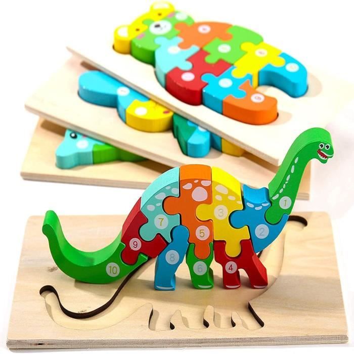Puzzles en Bois Enfants Educatif - Dinosaure Puzzle Bebe - Jeu de  Construction de Jeu d'Équilibrage pour Enfants 2 3 4 Ans