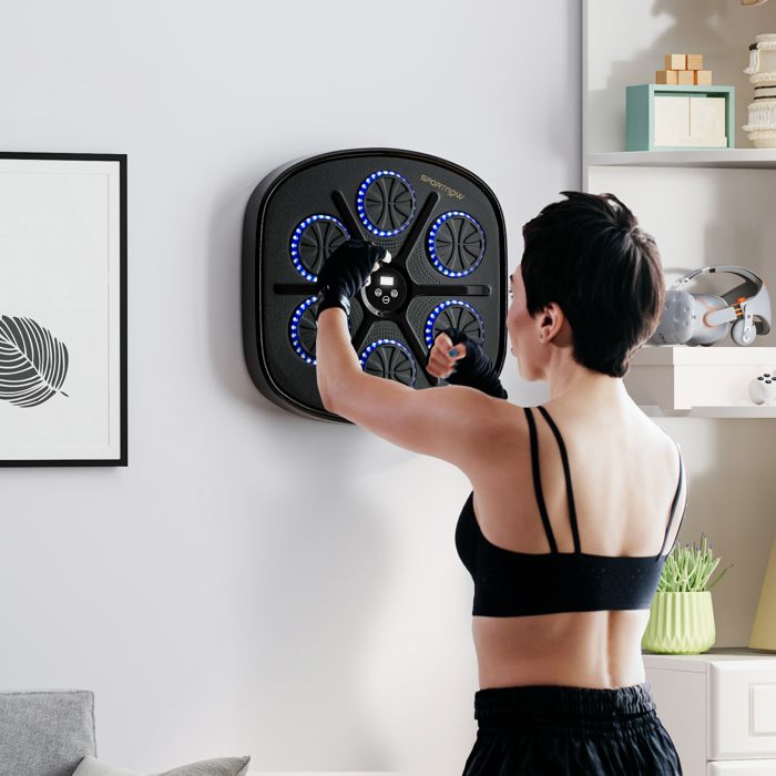 Machine De Boxe Musicale Mobiclinic MusicKangu – 9 Modes, 9 Vitesses, Bluetooth, LED, écran Numérique, Gants Inclus, 4h D’autonomie