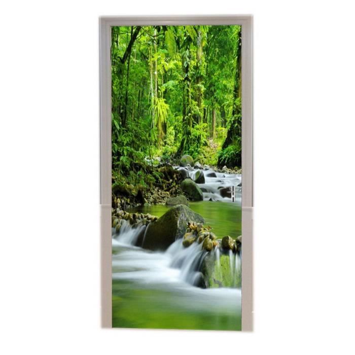 Sticker Mural 3D Croatie - 90x200 Cm - PVC Amovible - Pour Porte Ou Mur - Décor Nature