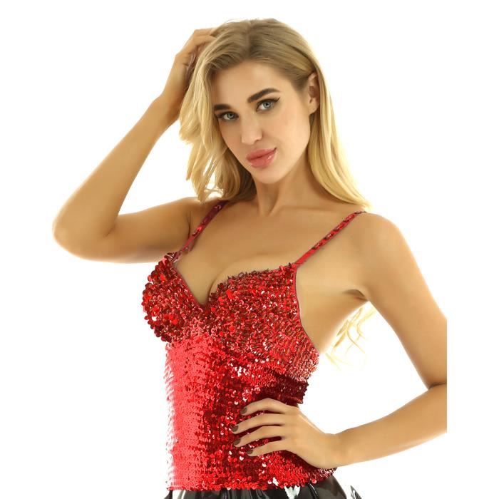Corset paillettes femme top