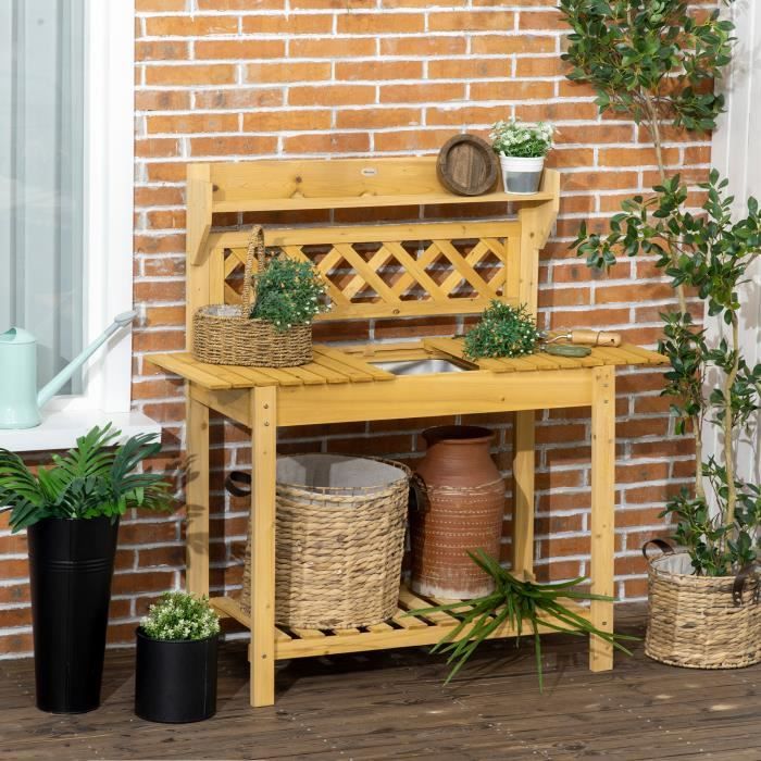 Outsunny Table de rempotage pliable - table de jardinage avec étagère  plateau acier galvanisé avec rebord - table de plantation - Cdiscount Jardin