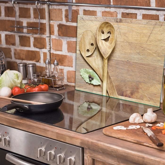 WENKO Protection plaque de cuisson, couvre plaque de cuisson en verre Bois  Foncé, Lot de 2, 30 x 52 cm - Cdiscount Maison