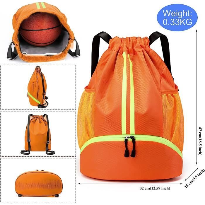 Grand Sac à Dos à Cordon Avec Poches Latérales - Sac De Sport Et Gymnastique