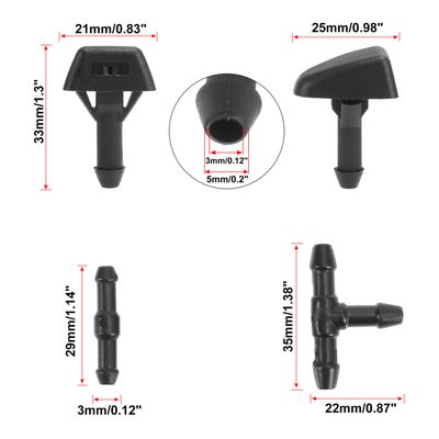 Buse Lave-glace Avec Tuyau 1,2 M Pour Volvo - Compatible C30, S40, S60, S70, S80, V50, XC60, XC70, XC90 - Noir - Remplace 31391513 / 9178897