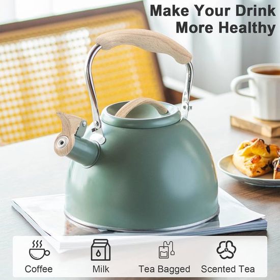 Bouilloire Sifflante 3 L Acier Inoxydable - Grande Capacité, Anti-Brulure, Compatible Induction/Gaz/Électrique - Thé, Café, Eau Chaude