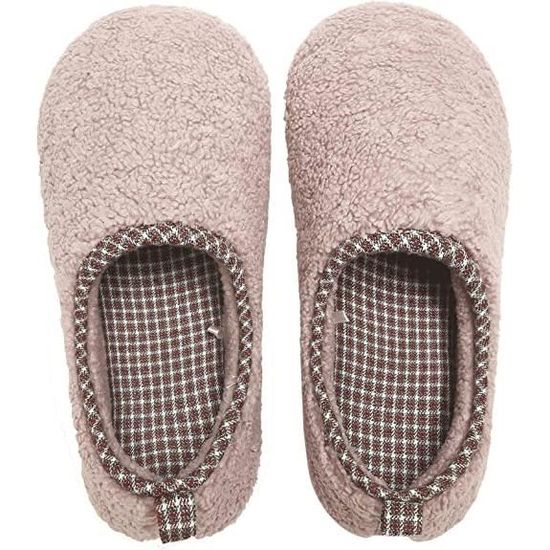 Chaussons Femme Mémoire De Forme - Doublure Polaire Chaude - Semelle Caoutchouc Antidérapante - Pour Intérieur Et Extérieur - Noir