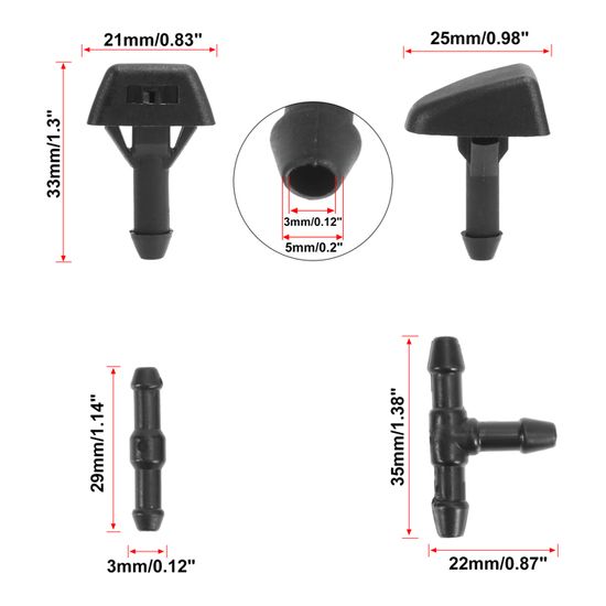 Kit De Buses De Lave-glace Pour Ford – Remplacement Tuyau Et Connecteurs, Référence 3W7Z17603AA – Compatible Crown Victoria, F150, Flex, Etc. - 6