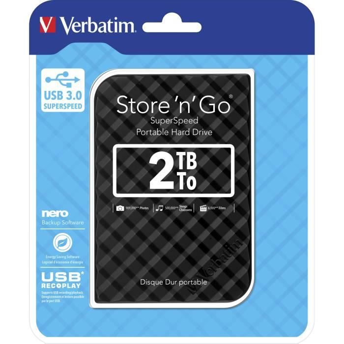 VERBATIM - VERBATIM Disque dur externe USB3.0 1To Store n Go Argent