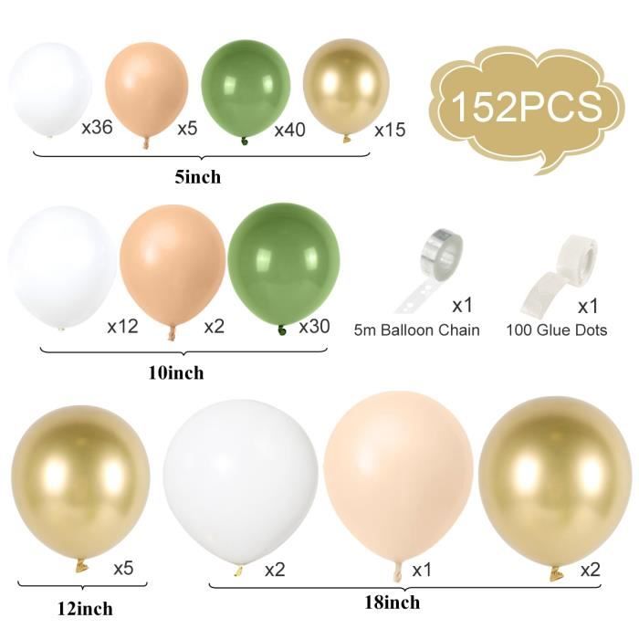 Décoration de ballon blanc doré-Kit de guirlande de ballons de 152