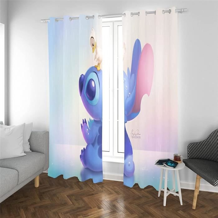 Doiicoon Lilo & Stitch Rideau occultant pour chambre à coucher, dessin  animé Stitch, ensemble de rideaux en polyester, avec œillets, pour chambre  d'enfant, 7,100 x 140 cm, 2 x 50 x 140