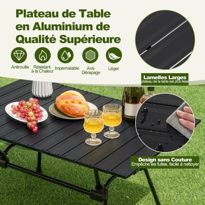 Table Pliante Camping 3 étagères COSTWAY - Aluminium - Charge 135kg - Sac Inclus