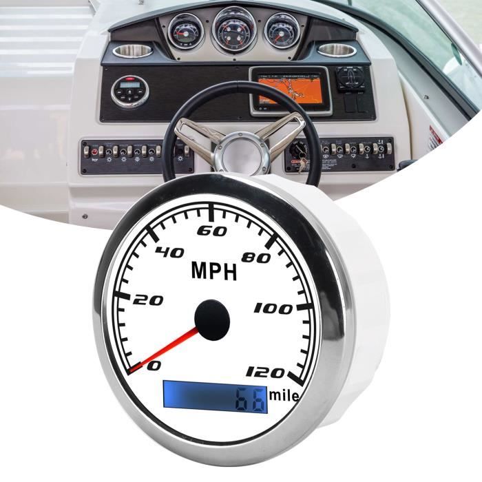 Dioche Compteur de vitesse GPS Compteur de Vitesse à Pointeur GPS 120 MPH  IP67 Étanche Acier Inoxydable moto compteur Blanc - Cdiscount Auto