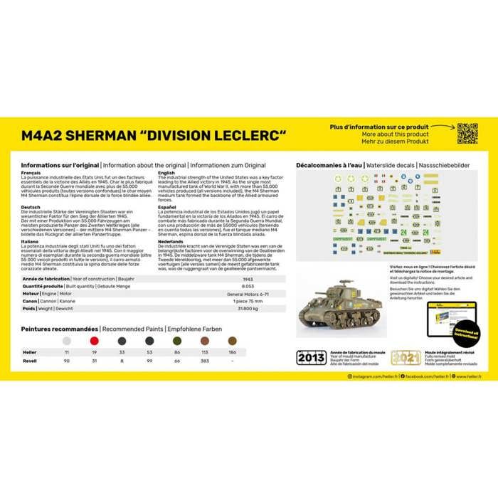 Heller - 79894 - Maquette - Char D'assaut - M4a2 Sherman - Echelle 1/72 - Classique Heller - 79894 - Maquette - Char D'assaut - M4a2 Sherman - Echelle 1/72 - Classique