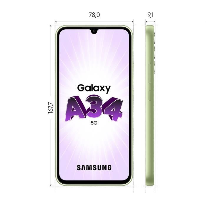 SAMSUNG Galaxy A34 5G Lime 128 Go - Cdiscount Téléphonie
