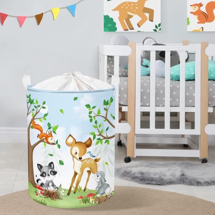 Clastyle Panier Rangement Bébé Arbre Animaux Corbeilles à Linge Sale Garçons Filles Pour Vêtements Boite De