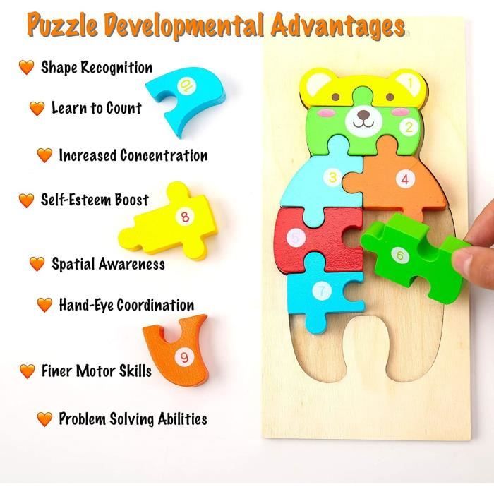 Uping Puzzle Enfant en Bois pour 3 Ans-8 Ans Garçon Fille, Puzzle Dinosaure  60 Pièces Lot de 3