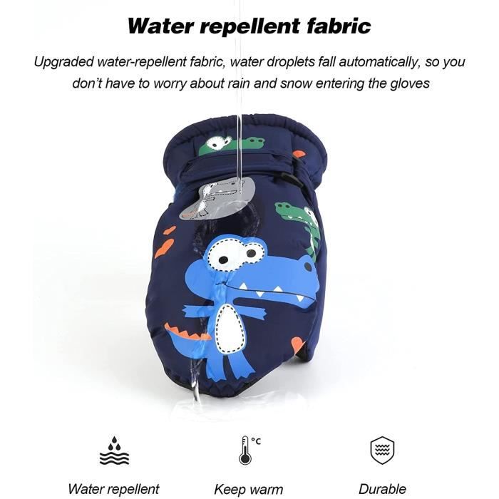 Gants De Ski Enfant Imperméables - Mitaines Doublées Polaire, Motifs Animaux (lapin, Requin, Girafe) 2-9 Ans