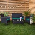 Gardenista Coussin de chaise de canapé de jardin extérieur, coussin de canapé résistant à l'eau pour meubles en rotin 3pc, Vert-3