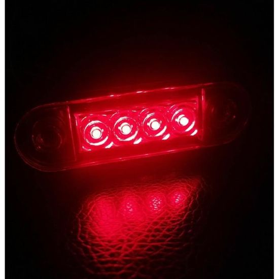 2 Feux Antibrouillard Arrière LED Rouge 12V-24V - 12 LED Par Feu - Pour Camion Voiture