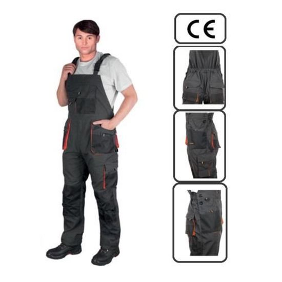 Leber & Hollman Salopette De Travail Homme (LH-FMNX-B) - 100% Polyester 270g/m² - Poches Genouillères + Bandes Réfléchissantes