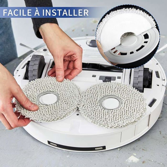 Lot De 4 Chiffons Lavables Pour Robot Aspirateur Ecovacs Deebot N30 / Omni - Microfibre - Compatible Serpillière