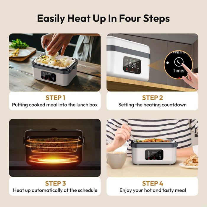 Boîte à Lunch électrique Sans Fil 1.2L Avec Batterie, Chargeur USB-C, étui Inclus - Bleu