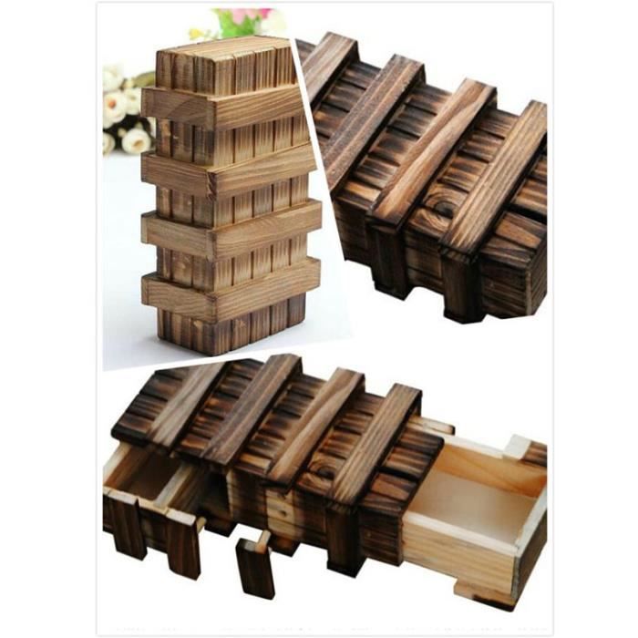 OFKPO Casse-tête En Bois – Boîte Magique Avec Tiroir Secret, 3 Verrous, Cadeau Original