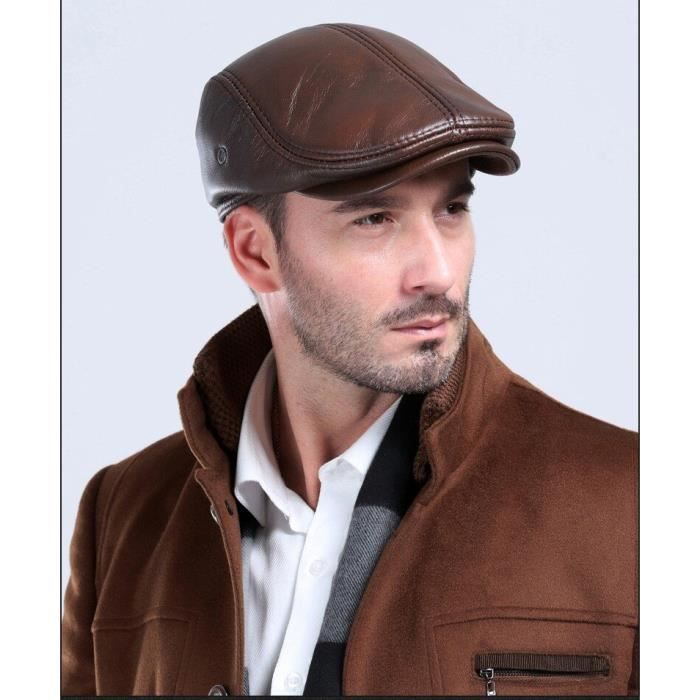 Casquette,Bérets d'hiver en cuir pour hommes,chapeau de protection des  oreilles,chaud,100% cuir véritable,pour - Type 2 - L 56cm - Cdiscount Prêt-à -Porter