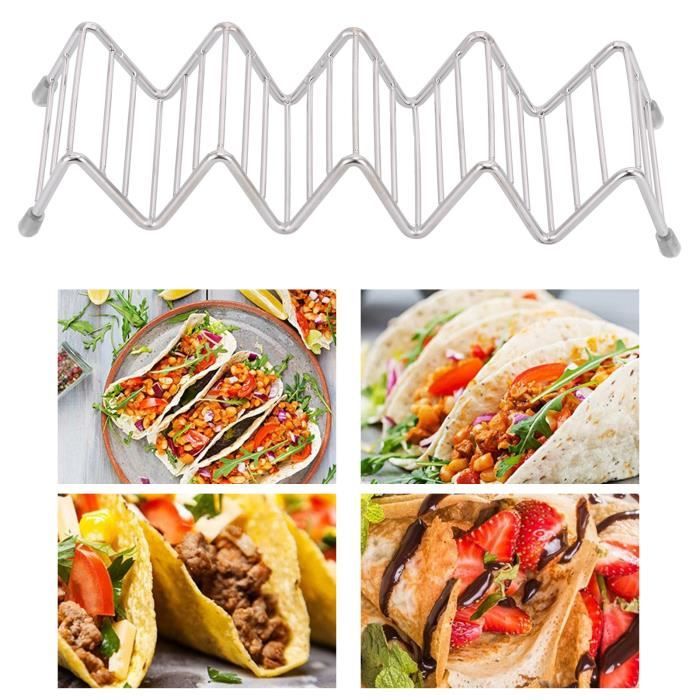 Support à Tacos 2 Pièces Acier Inoxydable - Porte-Tacos Avec Poignées Pour 3-4 Tacos
