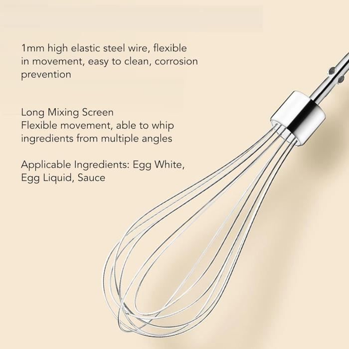 Batteur À Main Électrique, Mousseur À Lait Portatif Alimenté Par Batterie Pour La Cuisine (Blanc