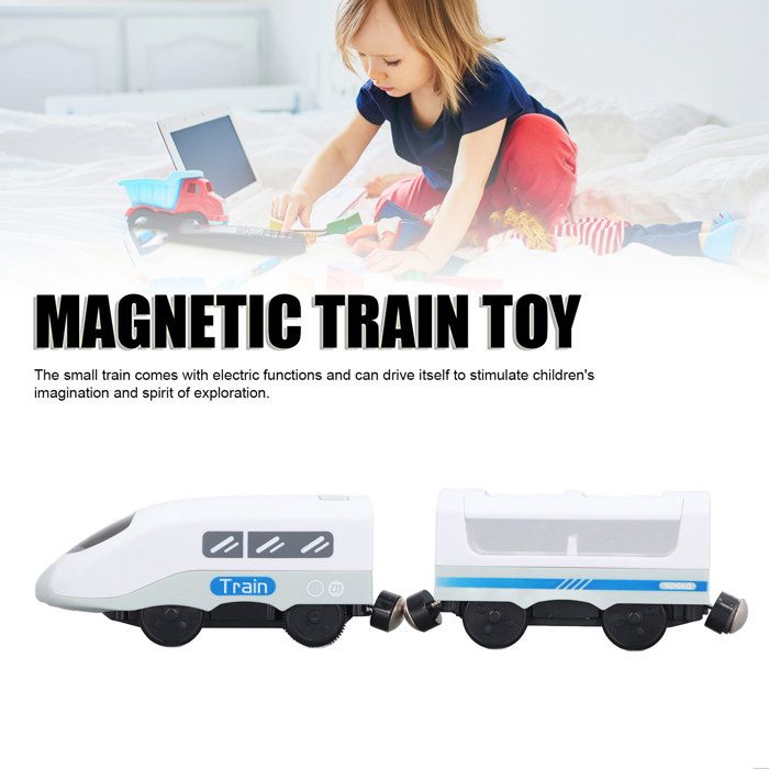 Cylora Train de locomotives à Piles(Connexion Magnétique), Train Electrique Enfant, Trains Électrique Haute Vitesse avec Son, Compatible avec Thomas, Brio, Jouet pour Dès 3 Ans, Bleu