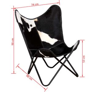 vidaXL Chaise papillon marron et blanc cuir de vache