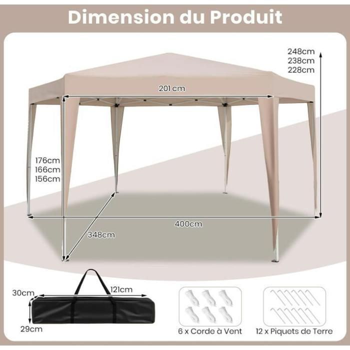 RELAX4LIFE Tonnelle de Jardin Extérieur 4x3 avec Moustiquaire RELAX4LIFE Tonnelle de Jardin Extérieur 4x3 avec Moustiquaire