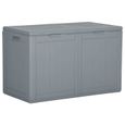 Coffre boîte meuble de jardin rangement 180 litres gris PP rotin-0