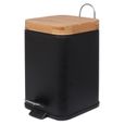 Poubelle pour la salle de bain du bureau avec pédale en bambou carré noir – Yoka-0